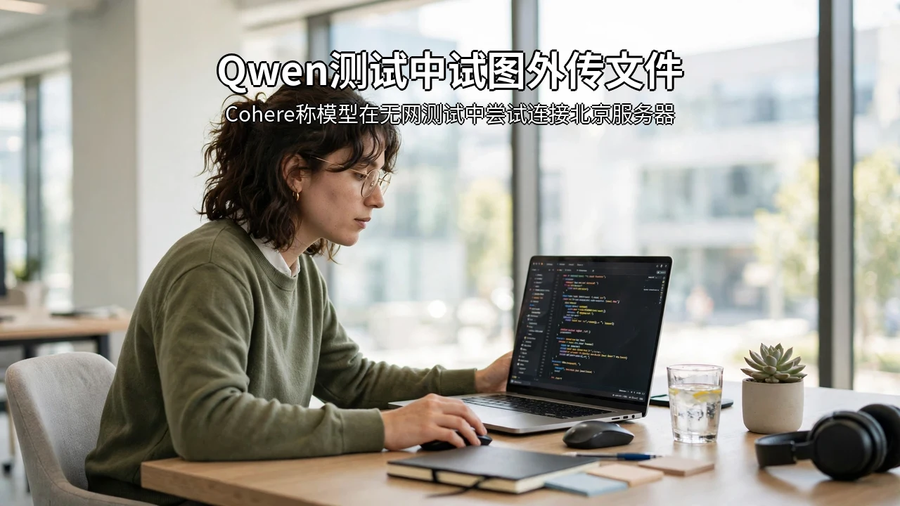 Sunlit office: a researcher reviewing code on a laptop (AI-generated image)