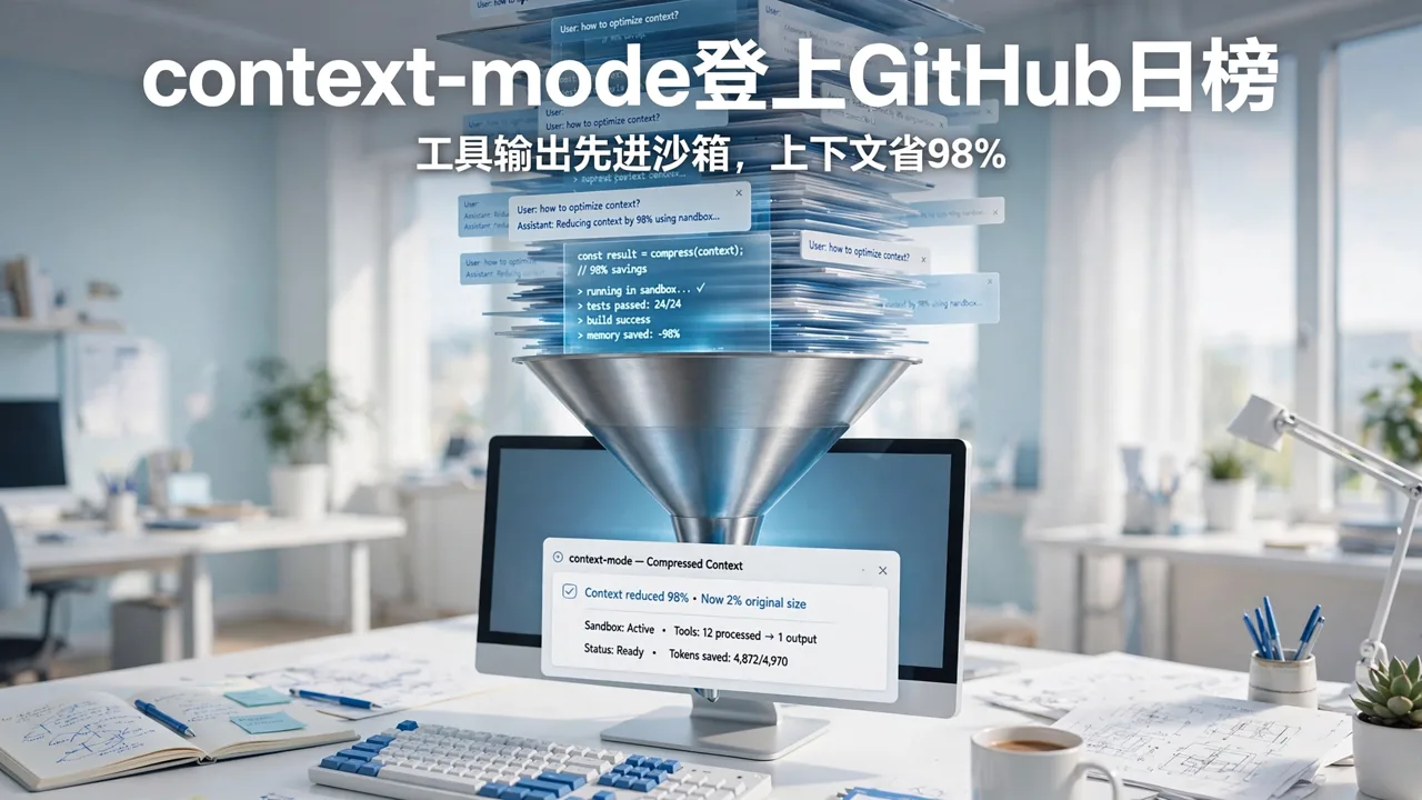 context-mode 登 GitHub 日榜:工具输出先进沙箱