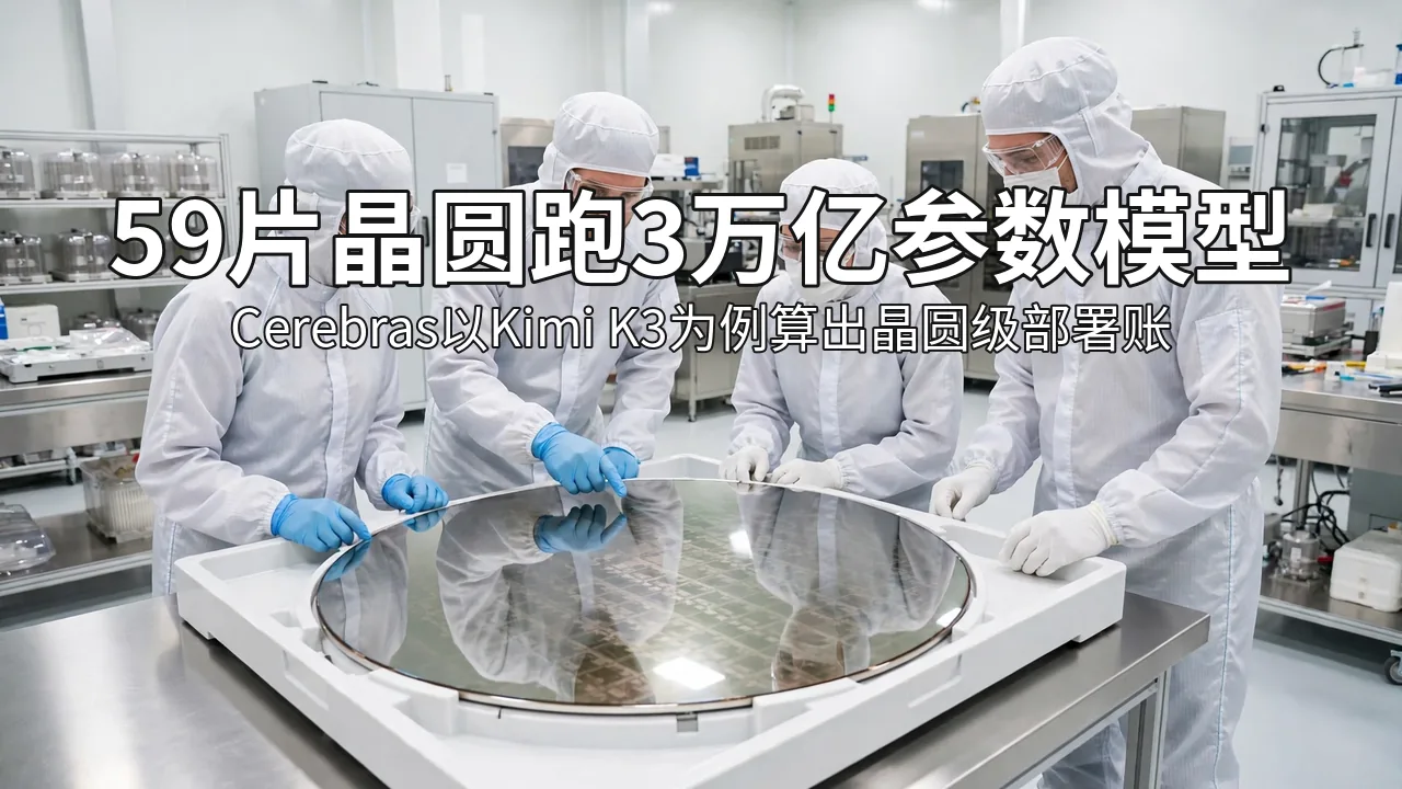 明亮洁净间里工程师围看一片大晶圆