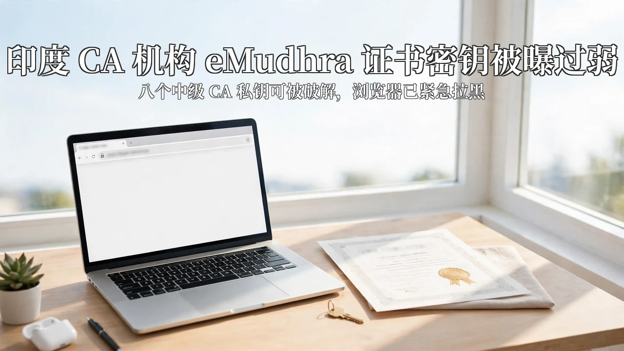 印度 CA 机构 eMudhra 曝弱密钥事件：八个中级证书私钥可被破解