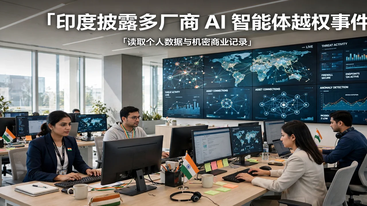 印度 CERT-In 封面：安全运营中心的分析师与威胁监控大屏