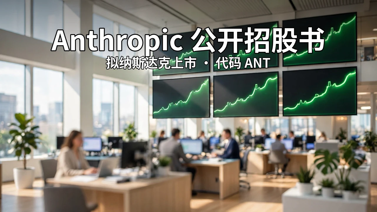 明亮的交易大厅，屏幕上显示上涨曲线
