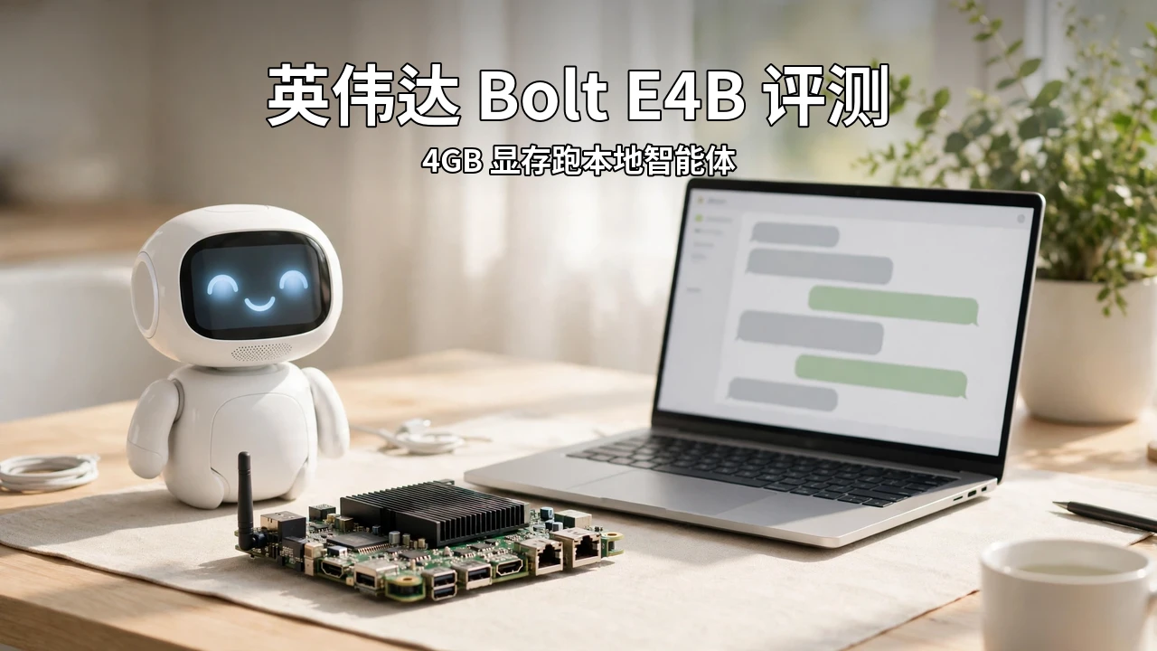明亮桌面上的小型白色机器人助手、开发板与笔记本电脑