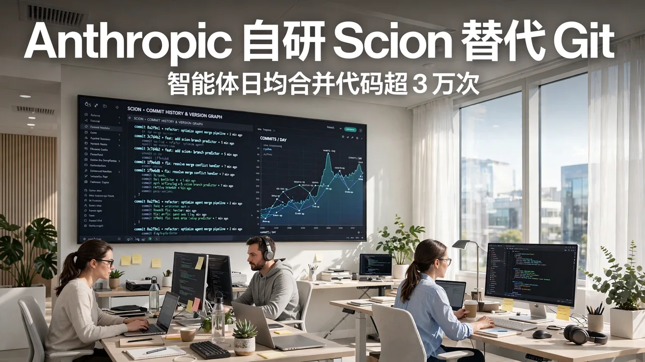 明亮的软件工程办公室,大屏幕显示代码提交历史与版本图表