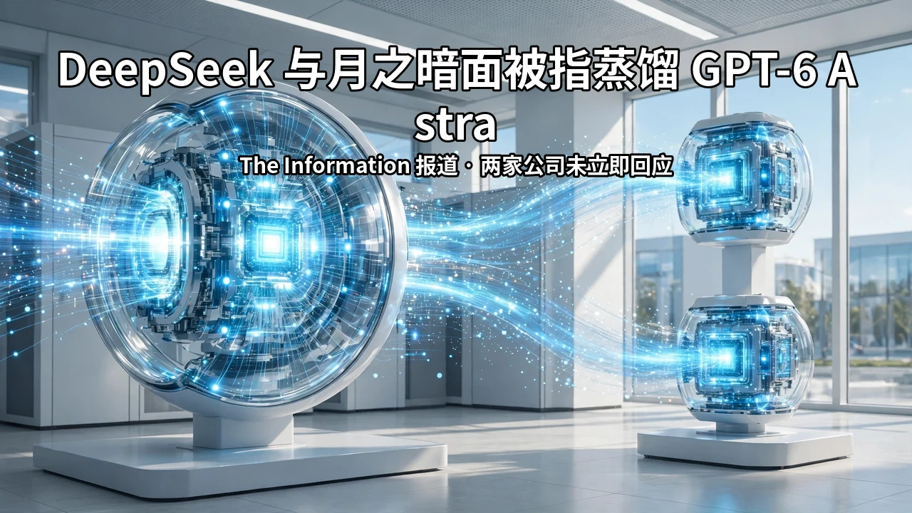 明亮的数据中心大厅里，大型 AI 处理器核心向两个较小的核心传送光流