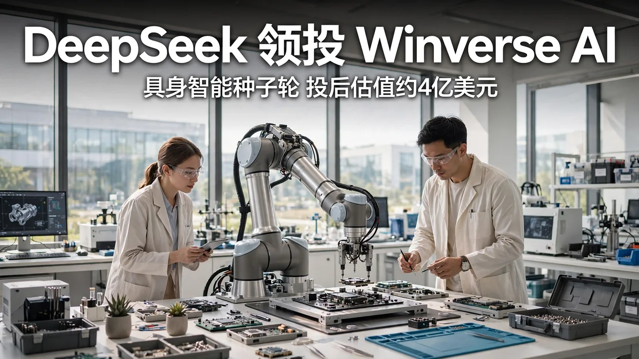 明亮实验室里的人形机械臂与工程师