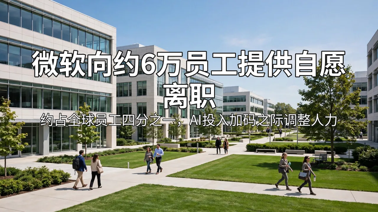 Sunlit modern corporate campus with glass office buildings and lawns (AI-generated image)