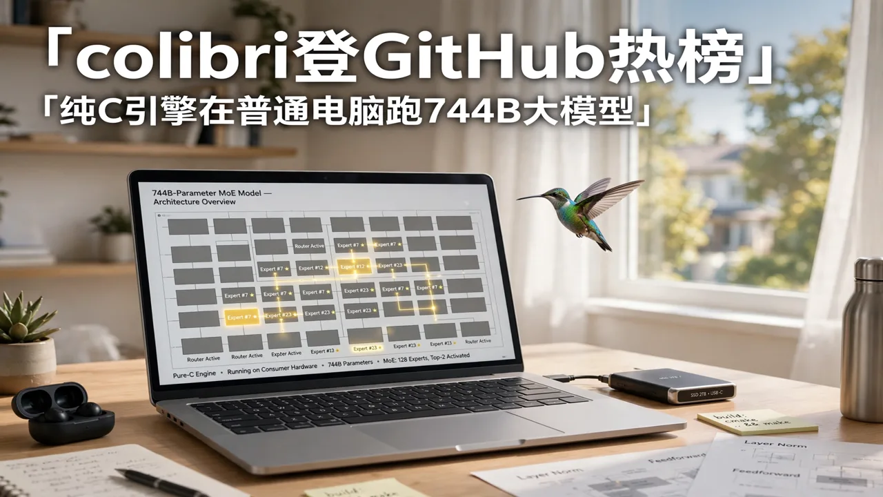 colibri Hits GitHub Trending: Pure-C Engine Runs a 744B Model on Ordinary PCs