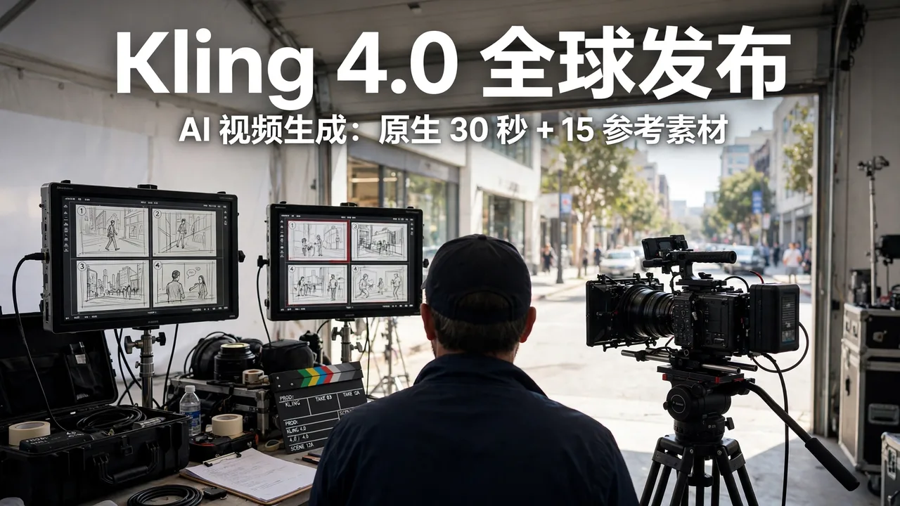 Kling 4.0 launch cover: a film production set