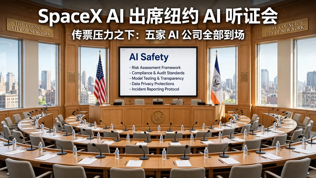 SpaceX AI NYC hearing cover: a city council chamber