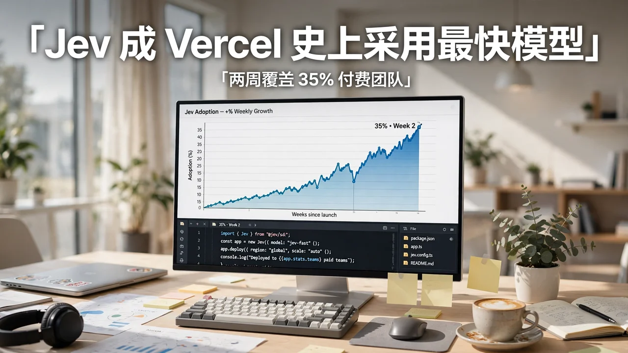 Jev 登顶 Vercel 封面：开发者工作台上的采用率增长曲线