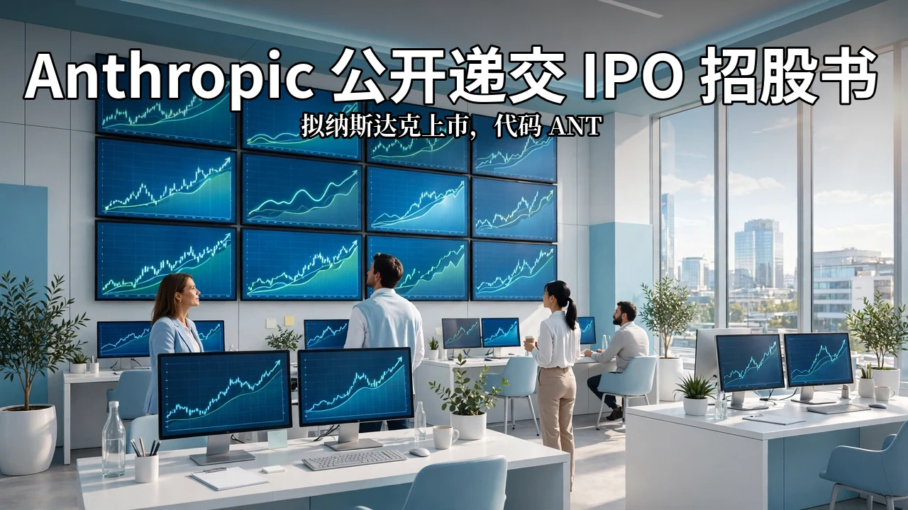 明亮的交易大厅,屏幕上显示上涨曲线