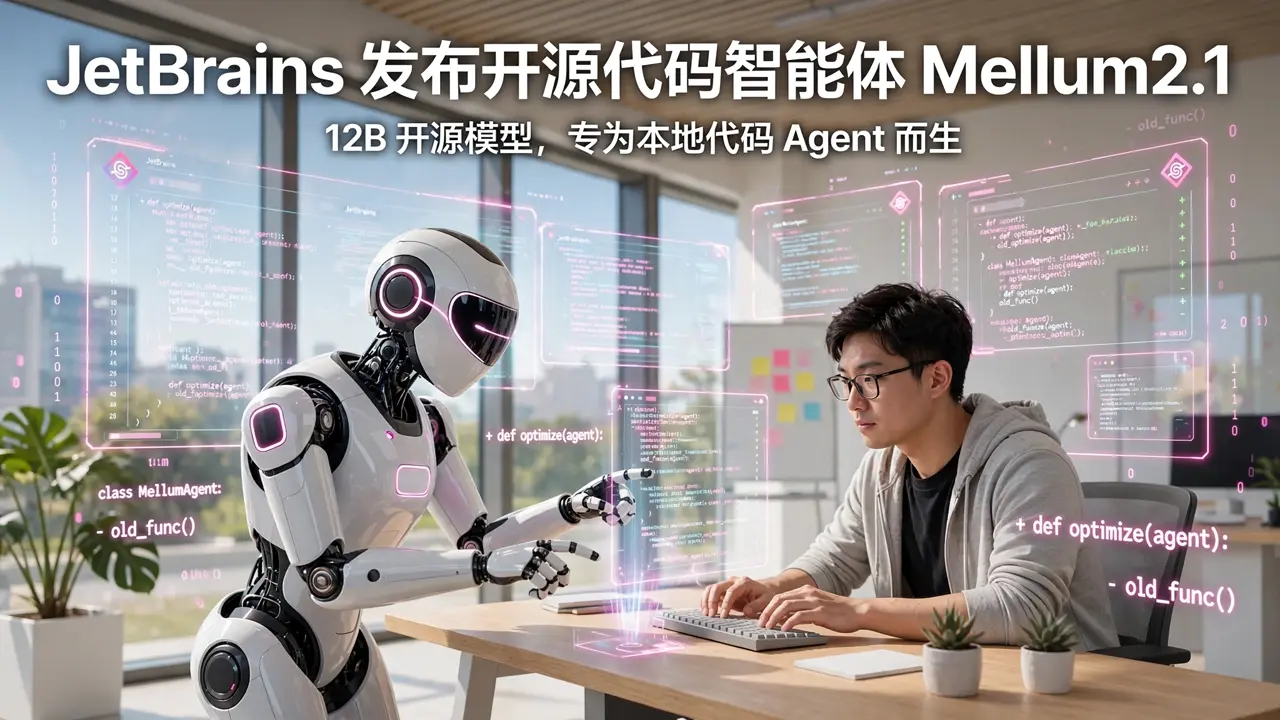 机器人与程序员在全息代码窗口前结对编程