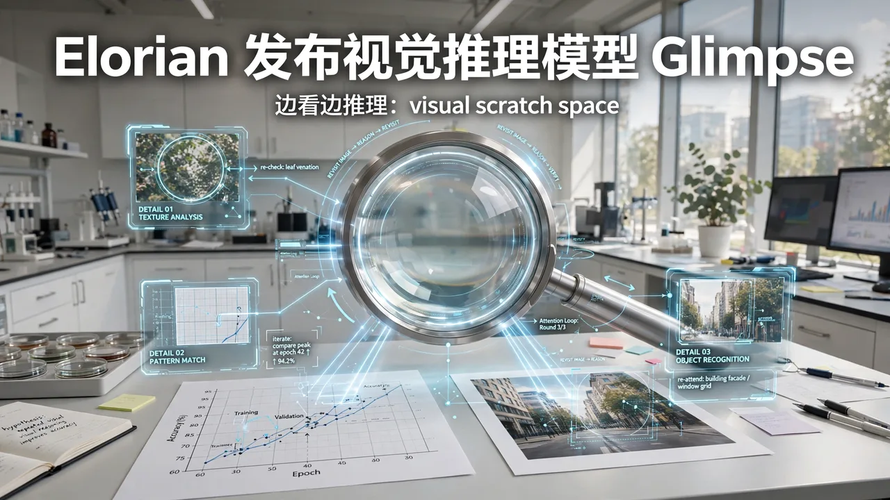 Elorian 发布首个视觉推理模型 Glimpse：「边看边推理」