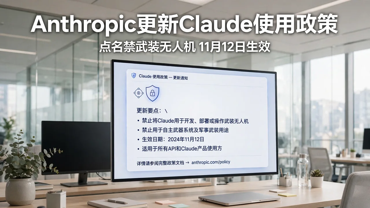 Anthropic 更新 Claude 使用政策:点名禁武装无人机,11 月 12 日生效