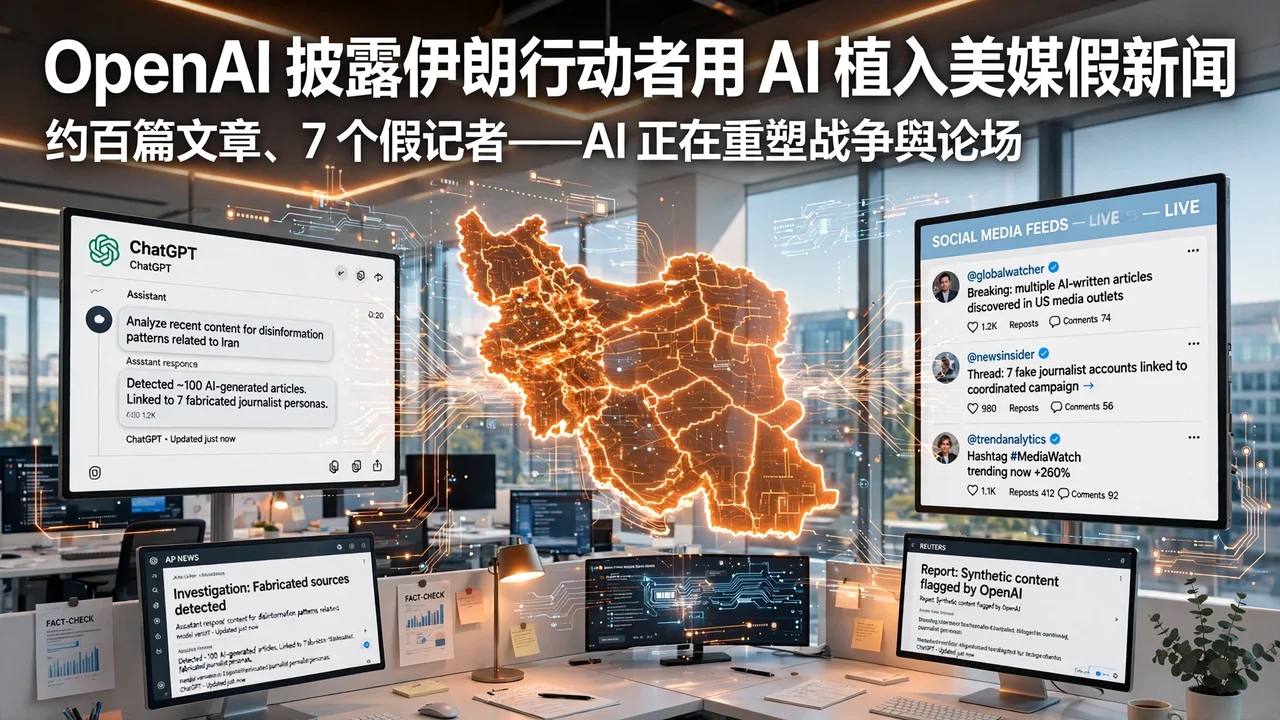 OpenAI 披露伊朗行动者用 AI 植入美媒假新闻