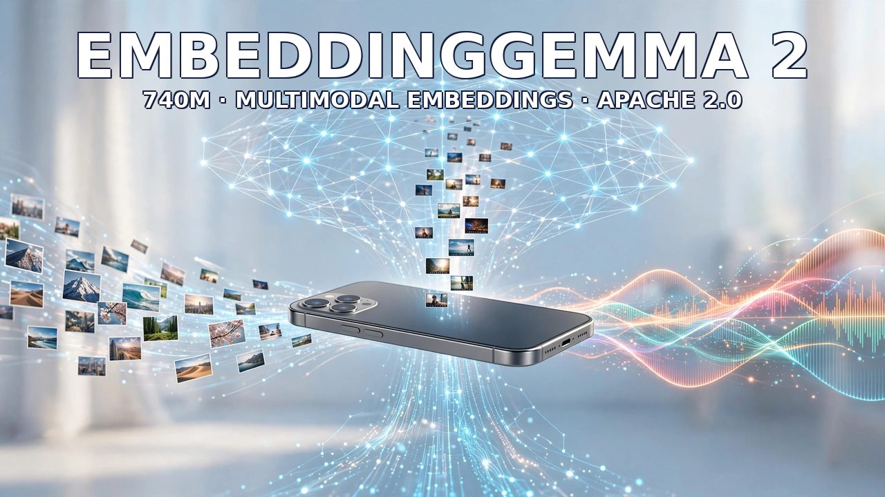 谷歌发布 EmbeddingGemma 2：740M 参数统一文本图像音频视频 embedding，Apache 2.0 开源、手机可跑